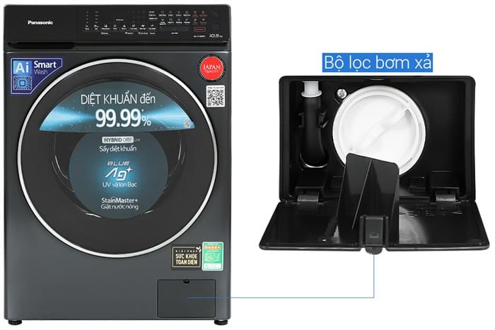 Máy giặt Panasonic Inverter giặt 10.5 kg sấy 2 kg NA-V105FR1BV